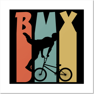 BMX / Retro Vintage BMX Bike Rider / vintage Retro 1970's Style BMX Silhouette Extreme Sports Youth / Kids Bmx Posters and Art